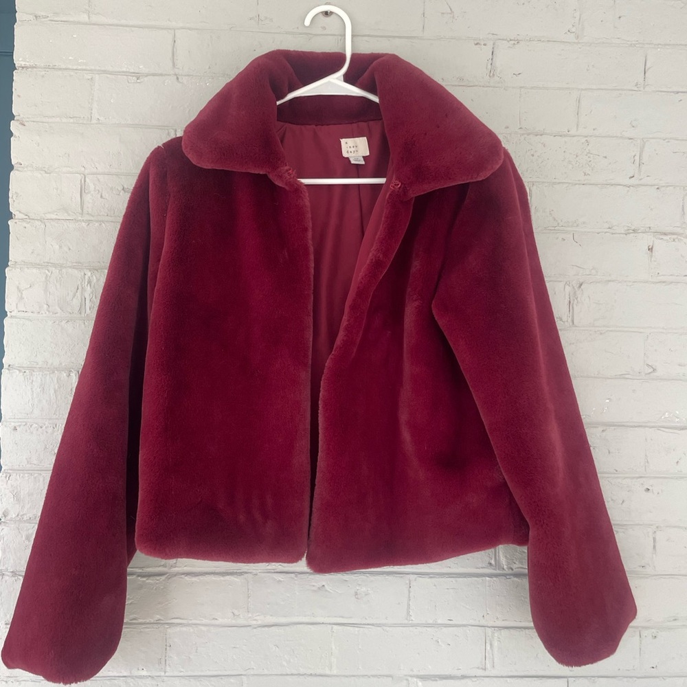 A New Day Rich Red Teddy Jacket XS